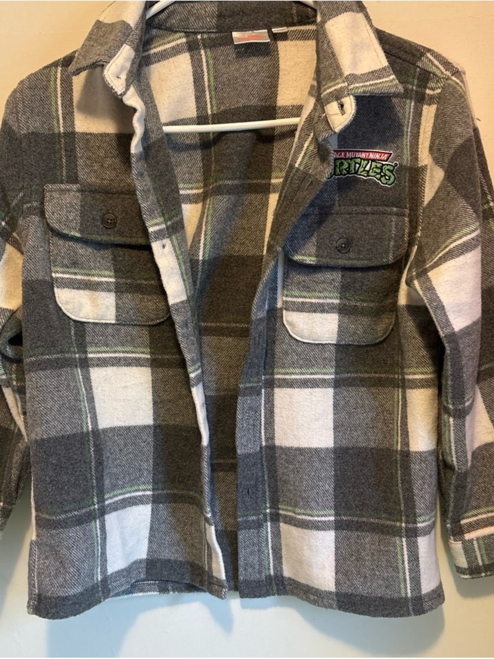 Teenage Mutant Ninja Turtles Plaid Kids Jacket - Gray/White